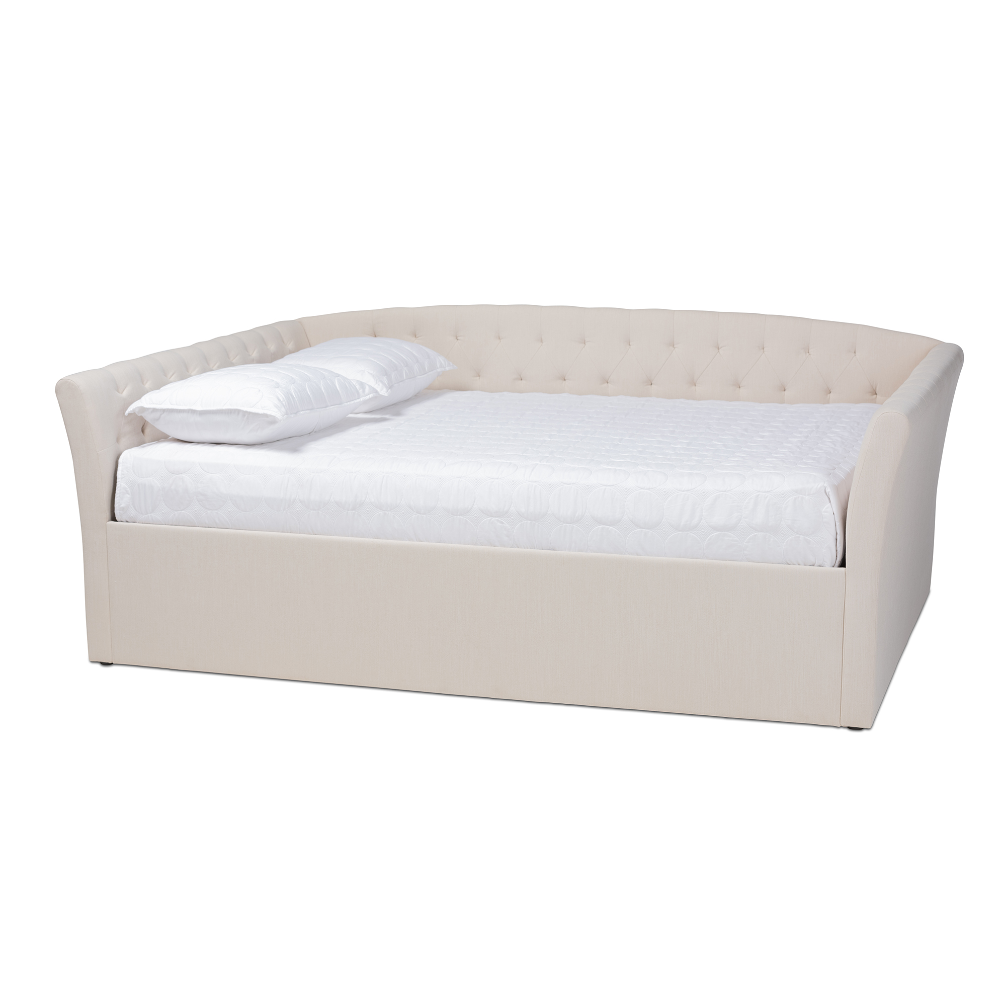 Baxton Studio Delora Modern and Contemporary Beige Fabric Upholstered Queen Size Daybed